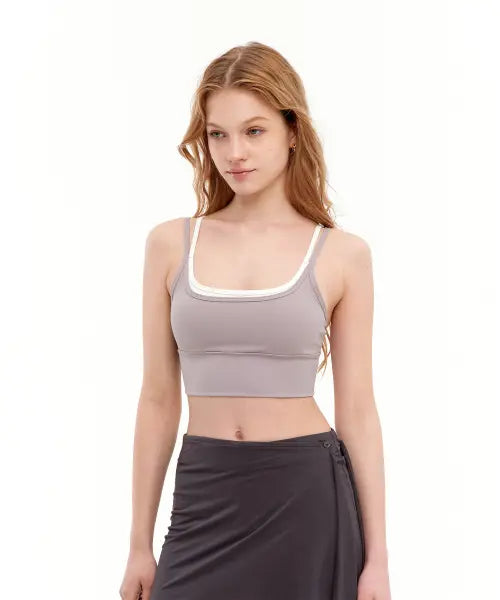 [CONCHWEAR] Colorblock Sports Bra with Built-in Cups (4 Colors) / 캡내장 배색 스포츠브라 (4colors)