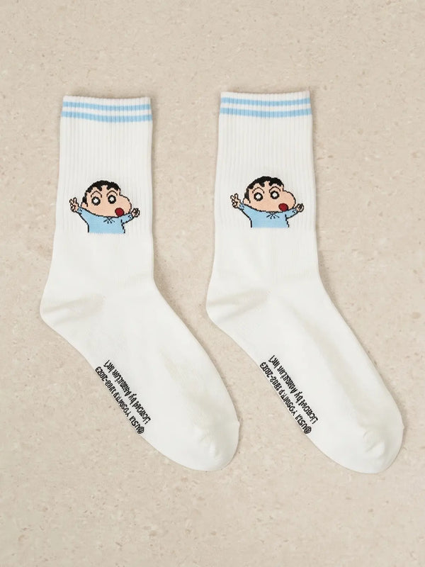 [DAISO] Crayon Shin-chan Women's Ribbed Socks / 짱구 여성 골지 양말