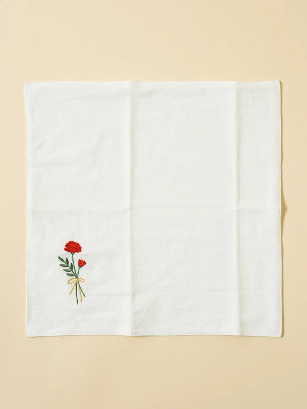 [DAISO] Embroidered Cotton Handkerchief / 가정의달 자수 순면 손수건