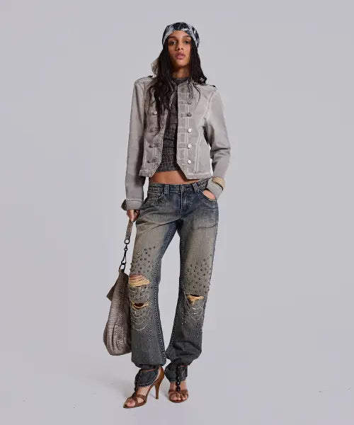 [JADED LONDON] Chain Distressed Cooper Jeans Blue / (W) 체인 디스트레스드 쿠퍼 진 블루 CHAIN DISTRESSED COOPER JEANS BLUE