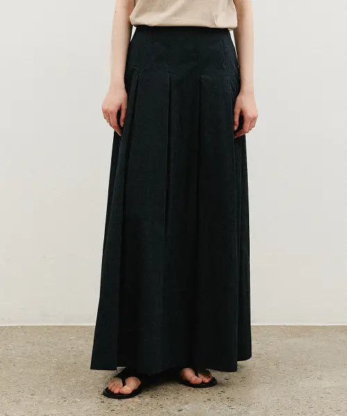[ARTID] PLEATED LONG SKIRT_NAVY / 플리츠 롱 스커트_NAVY