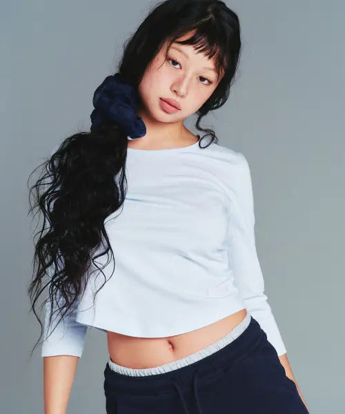 [AMES-WORLDWIDE] CLASSIC 3/4 SLEEVE ROUND TEE BLUE
