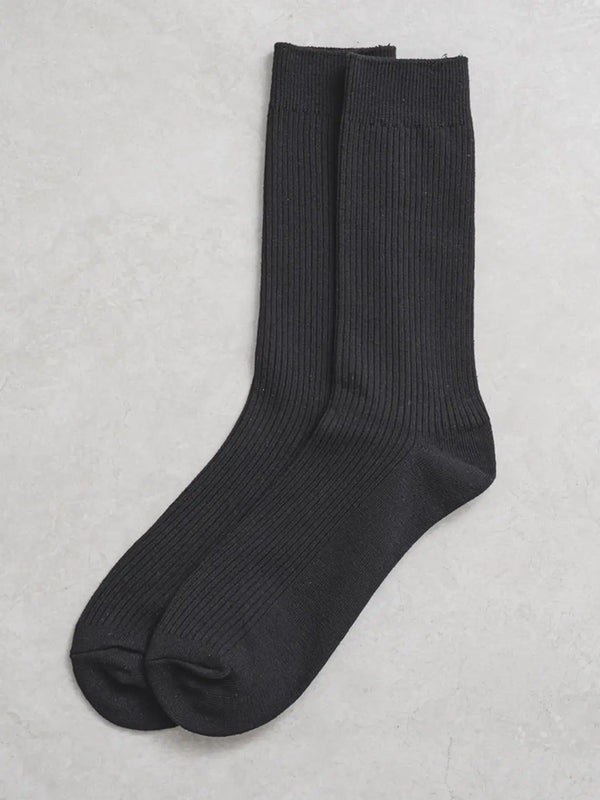 [Monfout] Monfoot Men's Ribbed Long Socks - Black / 몬풋 남성 골지 장목 양말 블랙