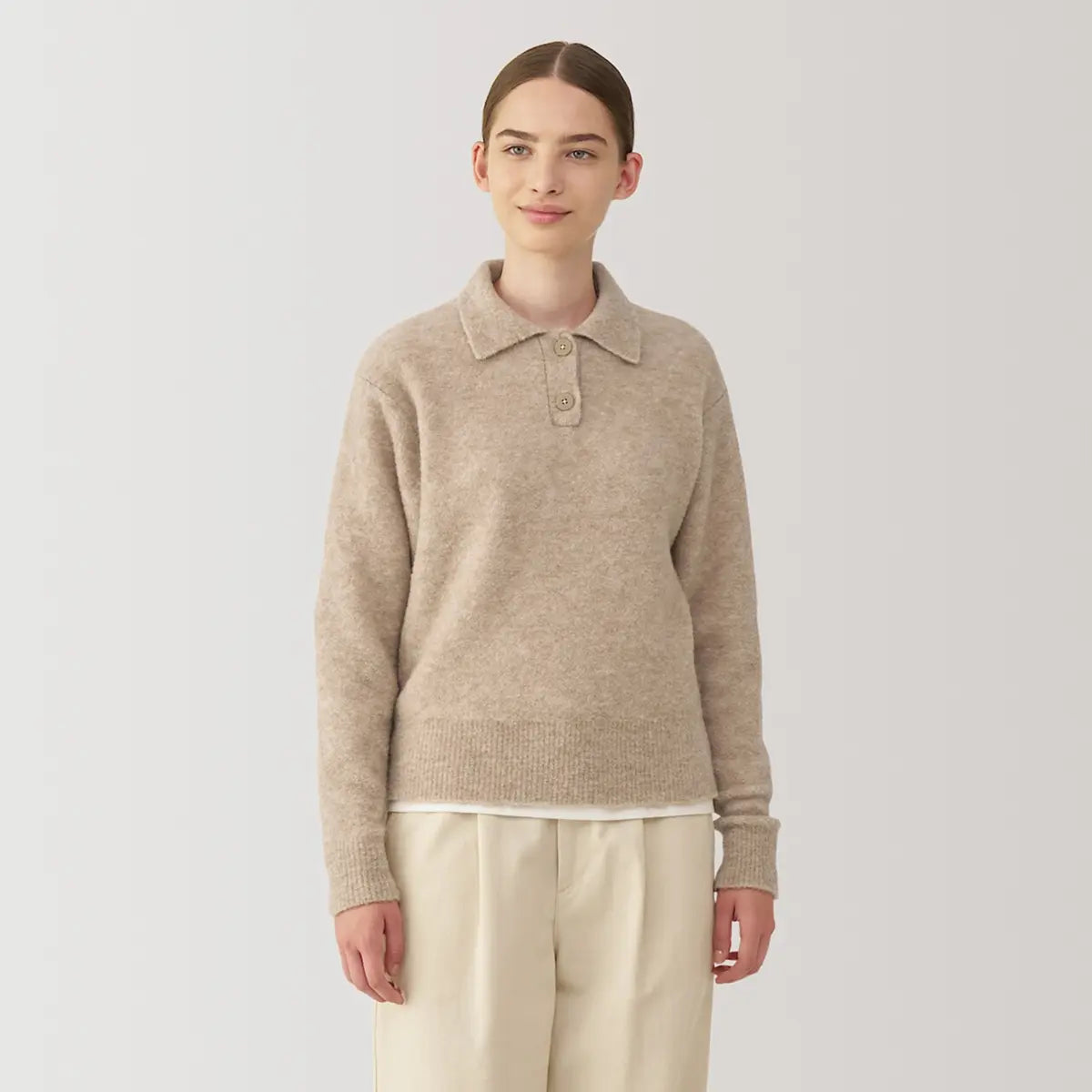 [MUJI] Wool Boucle Polo Sweater / 울 부클레 폴로 스웨터