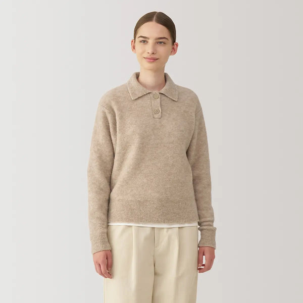 [MUJI] Wool Boucle Polo Sweater / 울 부클레 폴로 스웨터