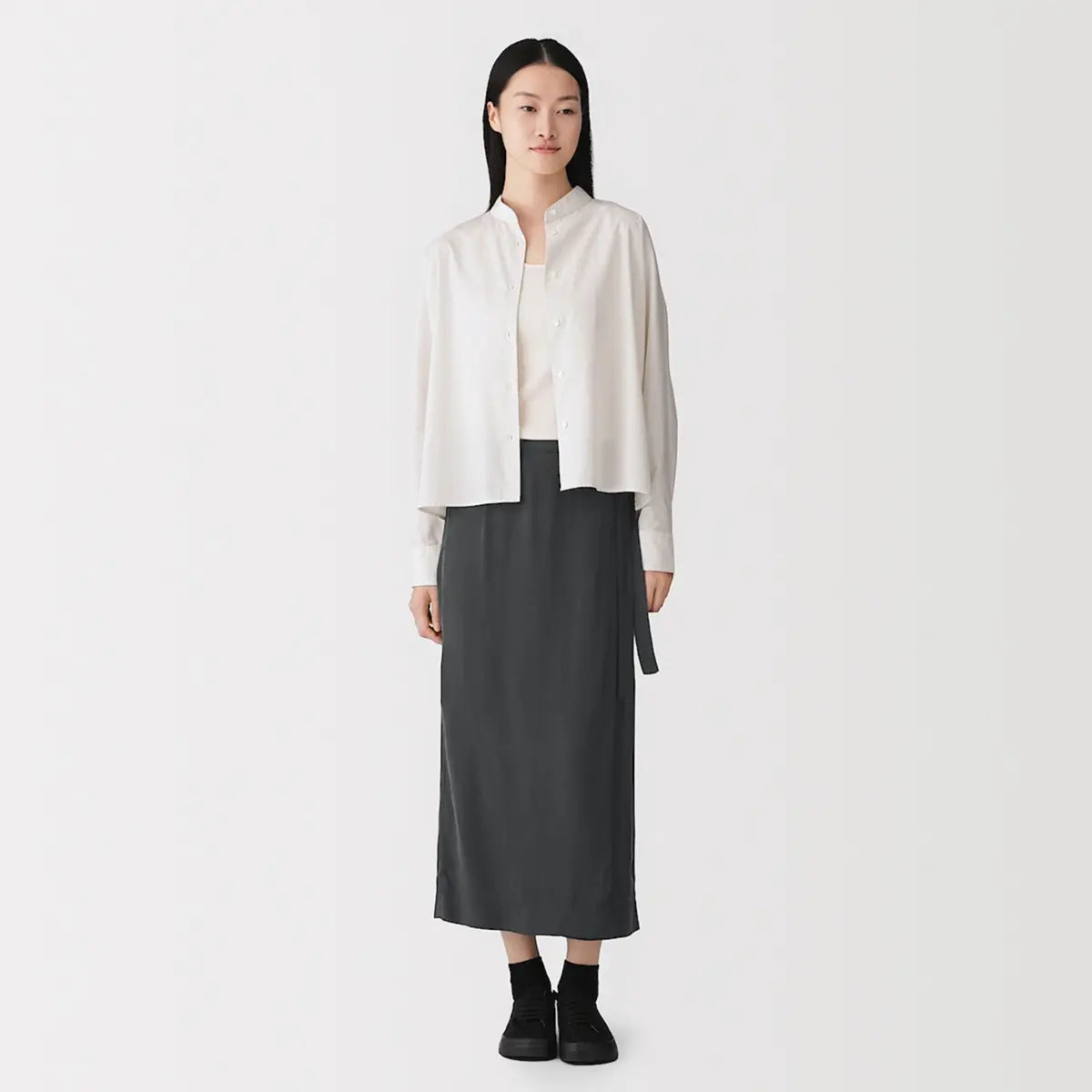 [MUJI] Cupro Blend Wrap Skirt / 큐프라 혼방 랩 스커트