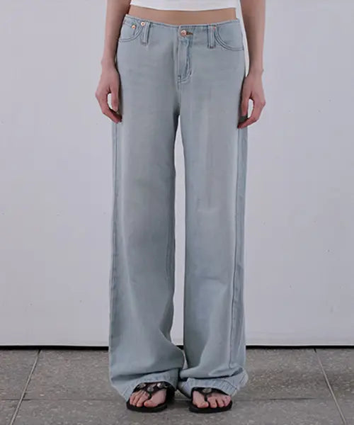 [ORDES] WAISTLESS DENIM PANTS - ICE BLUE / 웨이스트리스 데님 팬츠 - 아이스 블루