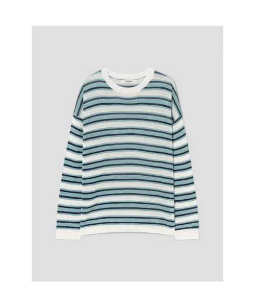 [8SECONDS] Long Sleeve Striped Pullover Green / 긴팔 스트라이프 풀오버  그린