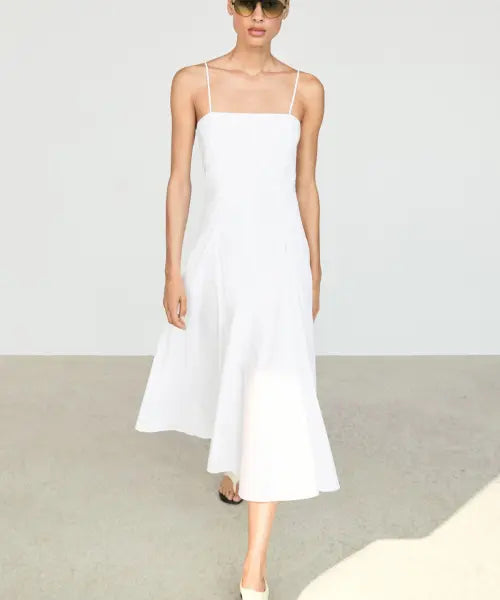 [MASSIMO DUTTI] Cotton Poplin Strap Midi Dress / 코튼 포플린 스트랩 미디 원피스