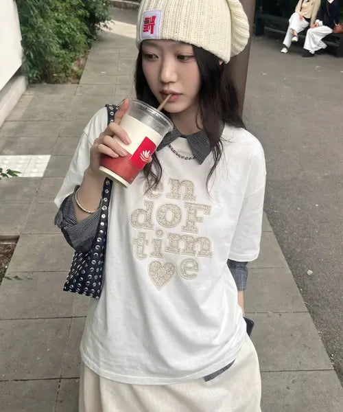 [GRAVER] [UNISEX] END OF TIME Lace Short Sleeve T-shirt / [UNISEX]END OF TIME 레이스 반팔티_4color