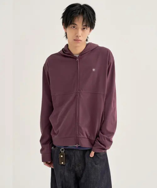 [KIIMUIR] Light Hood Zip-Up_Purple / [크롭] 라이트 후드 집업_퍼플 [레이어드티 선택]