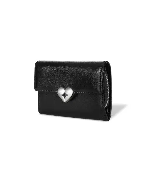 [FENNEC] HEARTY ZIP FLAP WALLET - BLACK