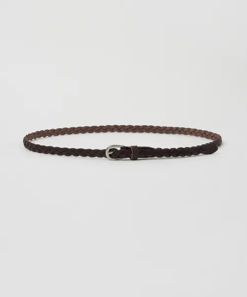 [OURHOPE] Slim Classic Leather Twist Belt - Brown / 슬림 클래식 레더 트위스트 벨트 - Brown