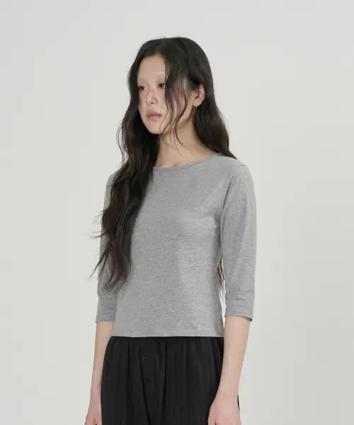 [OUAT] 3/4 BOAT NECK TEE (GRAY) / 3/4 보트넥 티 (GRAY)