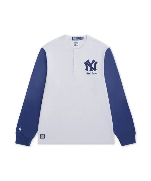 [POLO RALPH LAUREN] KNIT-HENLEY-T-SHIRT 16/1 JERSEY-LIGHT/PASTEL GREY-050 / 폴로 랄프 로렌 양키스 헨리 셔츠-라이트 그레이