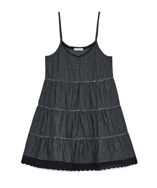 [HUG YOUR SKIN] Tiered mori sleeveless (Denim) / 티어드 모리 슬리브리스 (데님)
