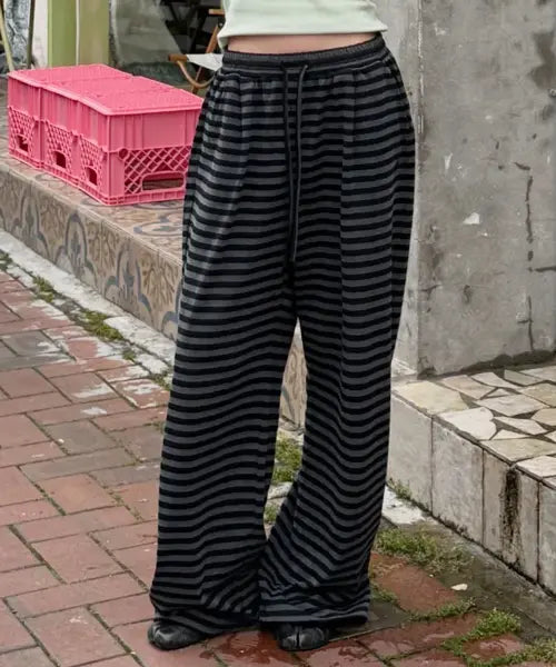 [RAWGUE] DUSK STRIPE EASY PANTS_CHARCOAL / 더스크 스트라이프 이지 팬츠_차콜