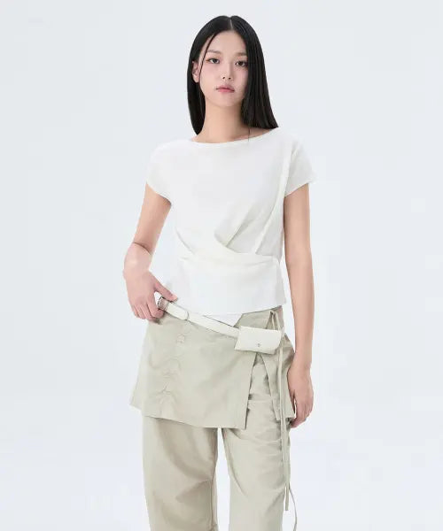 [MIXXO] Lap Button Short Sleeve Knit_MIWKAG715T / 랩 버튼 반팔 니트_MIWKAG715T