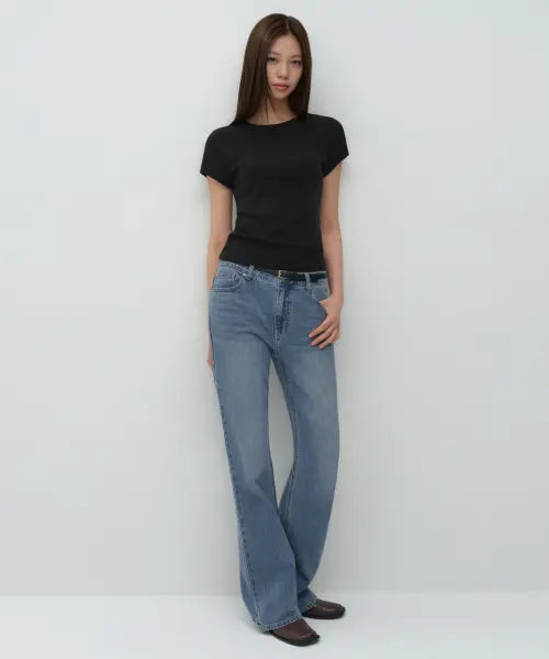 [MUSINSA STANDARD WOMAN] WOMENS BOOTS CUT DENIM PANTS [LIGHT INDIGO] / 우먼즈 에센셜 부츠 컷 데님 팬츠 [라이트 인디고]