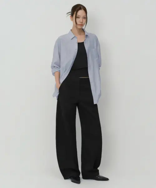[MUSINSA STANDARD WOMAN] Women's Solid CP Curved Chino Pants [Black] / 우먼즈 솔리드 CP 커브드 치노 팬츠 [블랙]
