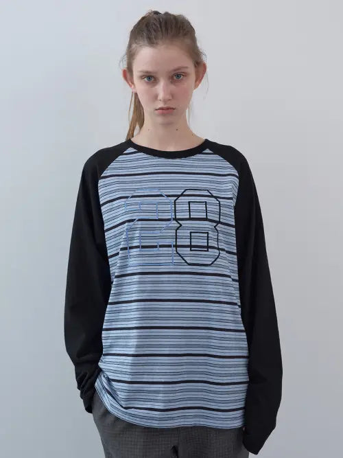 [ENZO BLUES] Mixed Fabric Boxy LST (Sky) / 믹스 패브릭 박시 LST (Sky)
