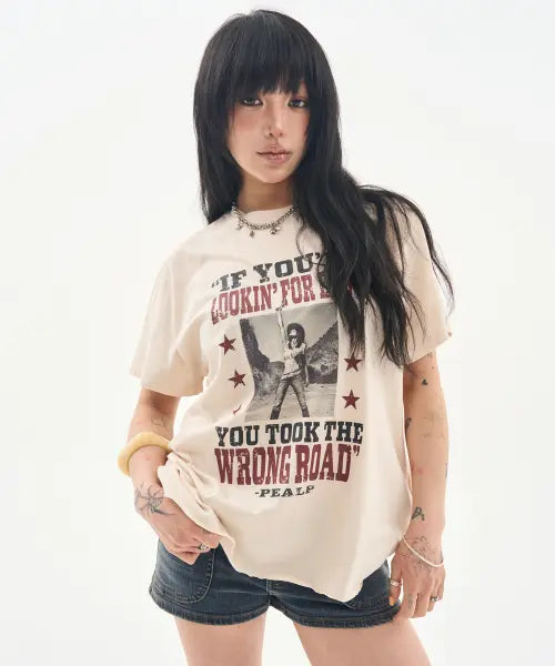 [PEALP] [PEALP X YEEUL] Cow Girl Graphics Oversized T-Shirt (Beige) / [PEALP X YEEUL] COW GIRL GRAPHICS OVERSIZED T-SHIRT(BEIGE)