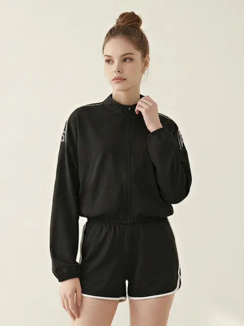 [BASIC ELLE] Women's Zip-Up Rash Guard & Beach Shorts Set BEL-Z204K / 여성인 집업 래쉬가드 비치반바지 세트 BEL-Z204K