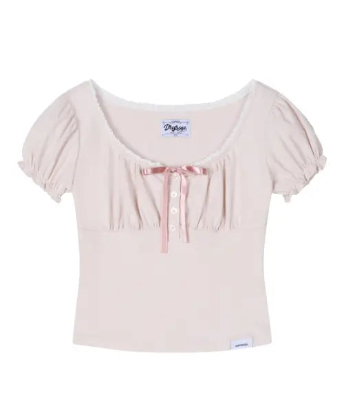 [DRYROSE] DOROTHY SHIRRING TOP (PINK) / 도로시 셔링 탑 (핑크)