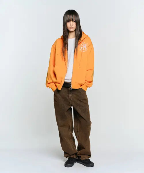 [SUNBURNPROJECT] B LOGO PATCH HOODIE ZIP-UP, ORANGE