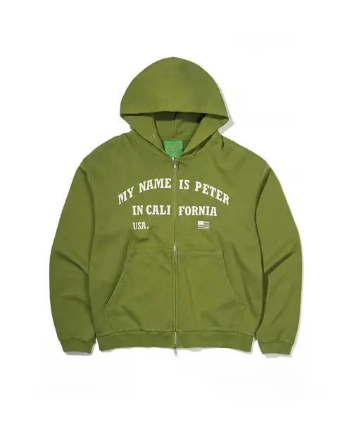 [MYNAMEISPETER] IN CALIFORNIA ZIP HOODIE - OLIVE