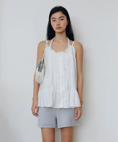 [URAGO] Pintuck frill sleeveless