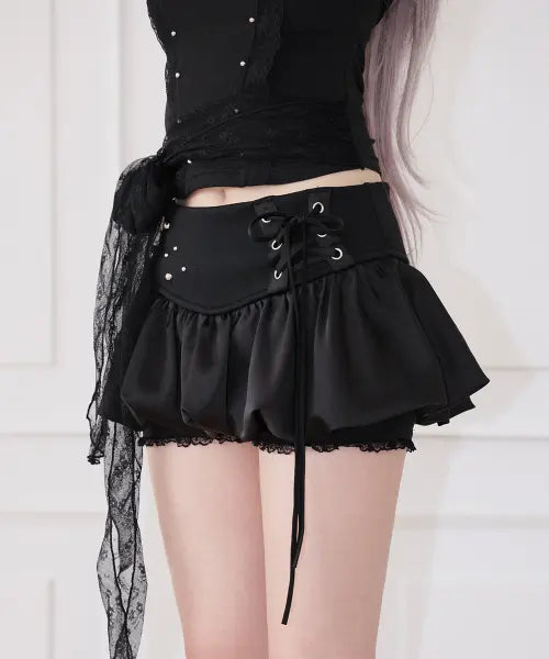 [CHERRYQUIRI] corset bubble skort - black