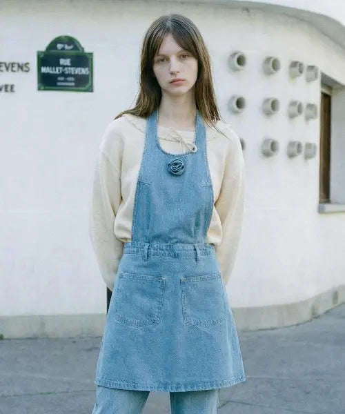 [SINOON] Flower Halter One-Piece (Blue)