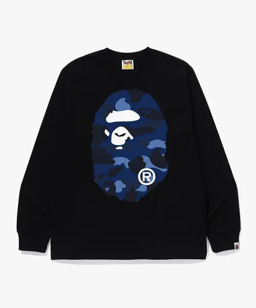 [BAPE] Color Camo Big Ape Head Long Sleeve T-Shirt (M) Black/Navy / 컬러 카모 빅 에이프 헤드 롱 슬리브 티셔츠(M) BLACK/NAVY