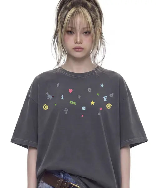[GRAVER] UNISEX] SMALL THING Pigment Short Sleeve T-Shirt _2color / [UNISEX]SMALL THING 피그먼트반팔티_2color