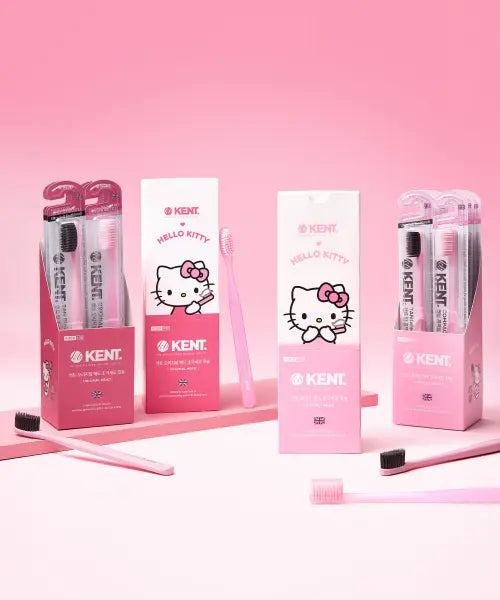 [KENT] Kent x Hello Kitty Original Head Toothbrush 6 Pack (3 Original + 3 Soft) / 켄트x헬로키티 오리지널 헤드 초극세모 칫솔 6p (오리지널3p+탄3p)