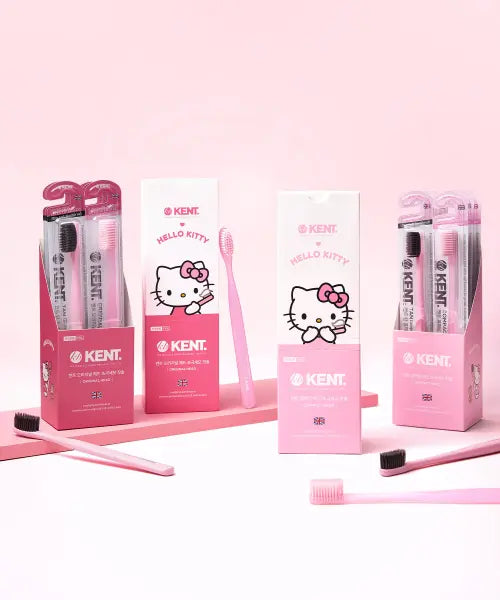 [KENT] Kent x Hello Kitty Compact Head Toothbrush 6P (Compact 3P + Tan Compact 3P) / 켄트x헬로키티 콤팩트 헤드 초극세모 칫솔 6P (콤팩트3P+탄콤팩트3P)