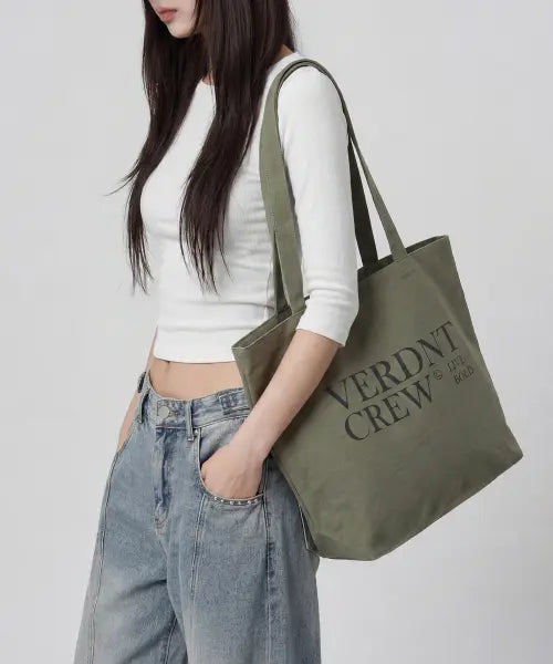 [VERDNT] Logo Canvas Eco Bag [Khaki] / 로고 캔버스 에코 백 [카키]