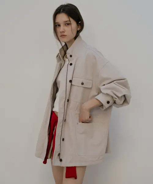 [TILL I DIE] Over-Fit utility jacket [TISP05JK09]_Stone beige