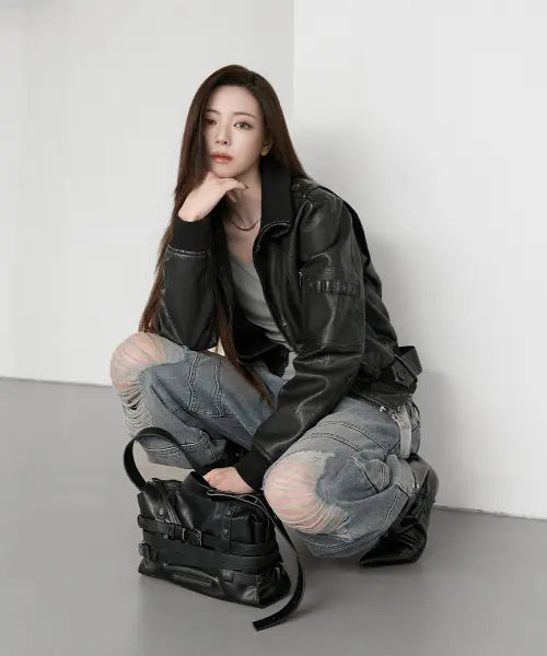 [TREEMINGBIRD] Multi-Belted Mini Shouder Bag [ Black ]