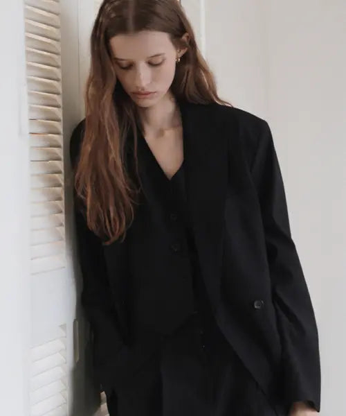 [Q'SRB] Stripe Four Set Up Suit-Overfit Double Breast Jacket