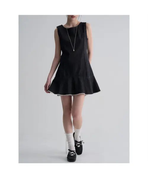 [8SECONDS] Sleeveless Denim Mini Dress - Navy / 슬리브리스 데님 미니원피스  네이비