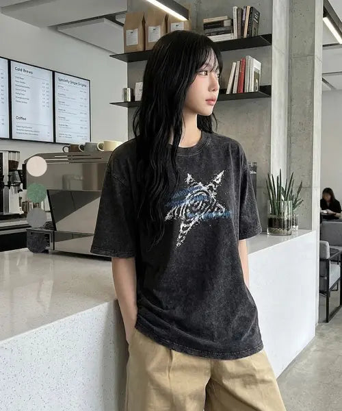 [STANDARDERROR] 87-STAN332 Galaxy Glitch Star Crack Pigment Short-Sleeved T-Shirt (4color) / 87-STAN332 갤럭시 글리치 스타 크랙 피그먼트 반팔 티셔츠 (4color)