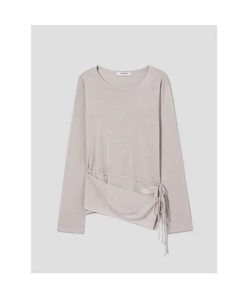 [8SECONDS] Long Pullover with Distressed Hem - Beige / 밑단변형 롱 풀오버  베이지