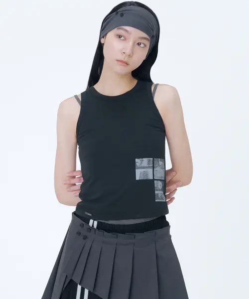 [MISEKI SEOUL] Photo album graphic sleeveless BLACK