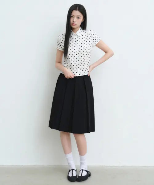 [MUSINSA STANDARD WOMAN] Women's Bold Pleated Knee-Length Skirt [Black] / 우먼즈 볼드 플리츠 니 렝스 스커트 [블랙]
