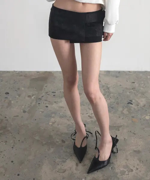 [DOGMA EHKS] FAUX LEATHER WRAP SKIRT