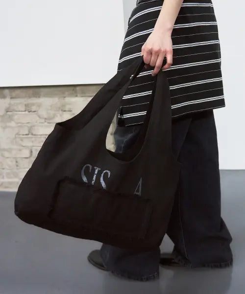 [SIS A] VINTAGE WASHED COTTON SHOPPER BAG / BLACK / 빈티지 워시드 코튼 쇼퍼백 [black]