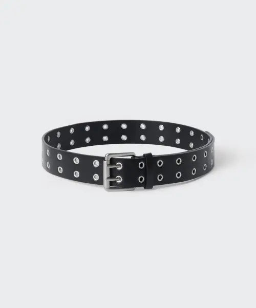 [MUSINSA STANDARD WOMAN] Women's Synthetic Leather Eyelet Double Pin Belt_40mm / 우먼즈 신세틱 레더 아일렛 더블 핀 벨트_40mm