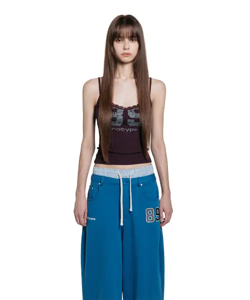 [ROUGHTYPE] Crack Logo Lace Sleeveless - Purple